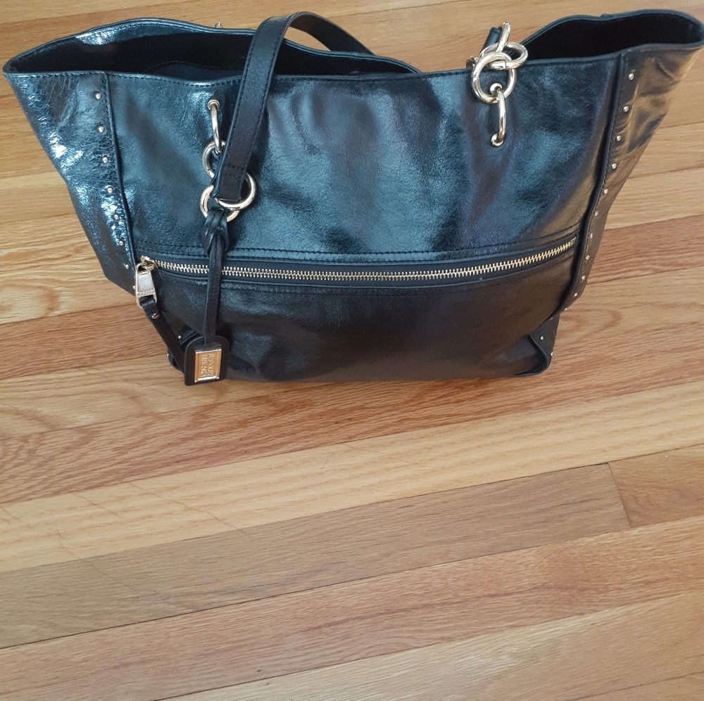 BAGLEY MISCHA STUDED LEATHER TOTE OS HANDBAG Black - Picture 1 of 5